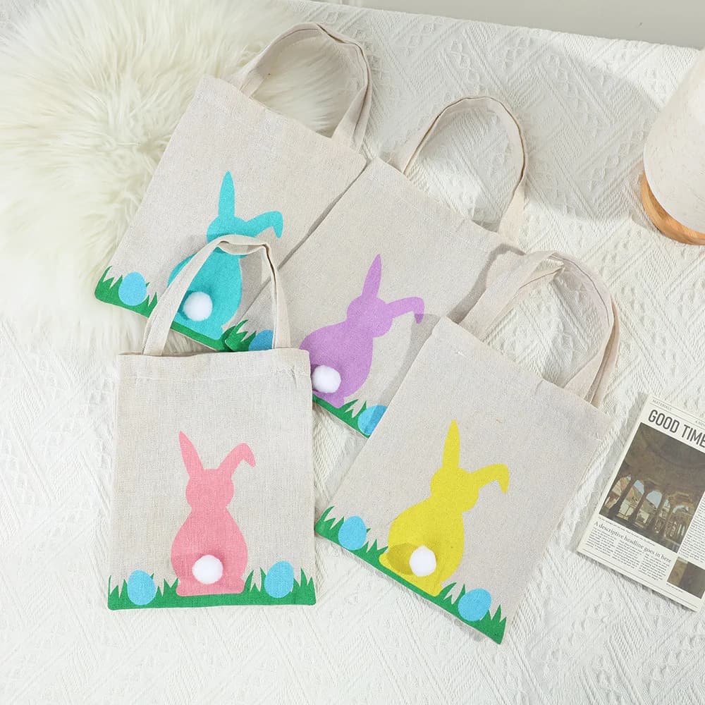 Borsa per imballaggio regalo con coniglio pasquale Borsa per palline di peluche con coniglietto carino Borsa per caramelle per bambini Borsa per cestino Contenitore portatile per feste