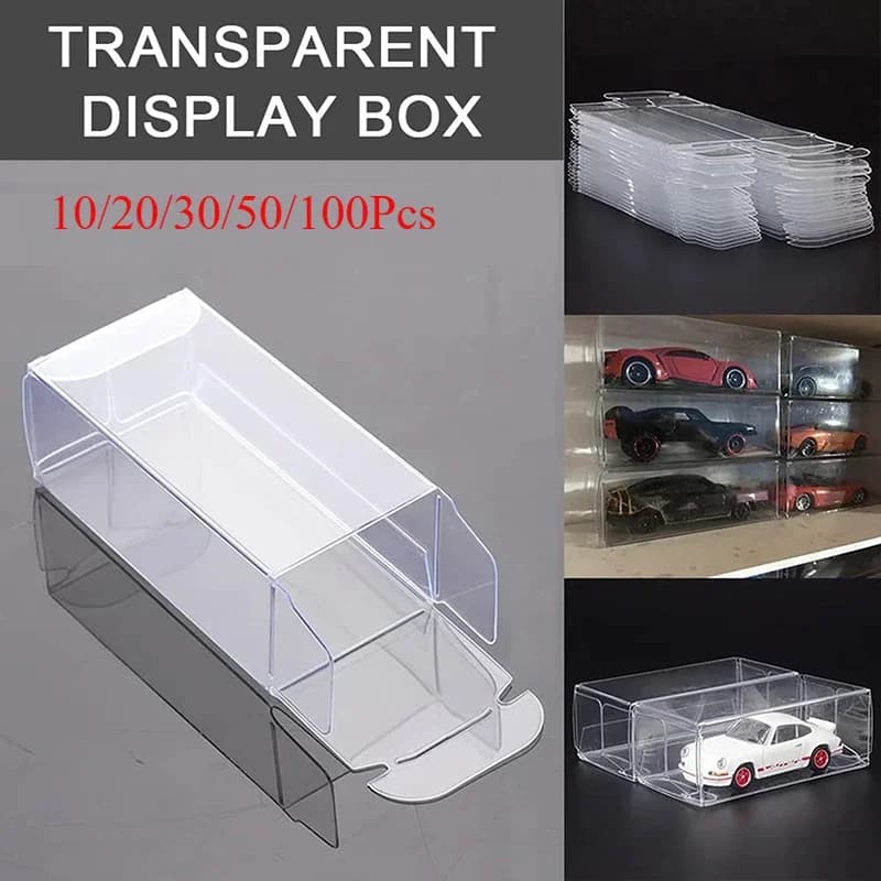 Scatole espositive in PVC trasparente, scatola espositiva trasparente a prova di polvere per giocattoli modello di auto 1/64 per la decorazione di confezioni regalo di raccolta
