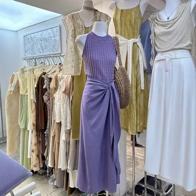 Abbigliamento donna Set due pezzi Tunica lavorata a maglia Gilet senza maniche Vita alta Fasciatura Gonna Abito Roupas Femme Moda Abiti coreani