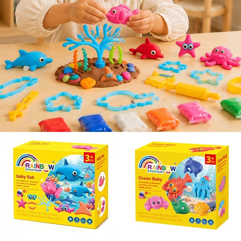 Kids Plasticine Set Non Toxic Modeling Clay Kit with Molds Accessories DIY Craft Play Dough Toy Pack for Kids 3-12 Years in Box