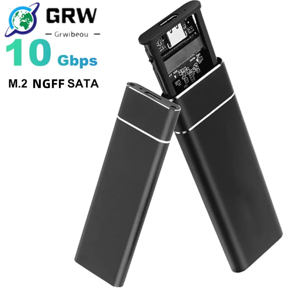 Custodia SSD M2 Protocollo singolo Custodia esterna SATA M.2 NGFF Adattatore SSD da M.2 a USB3.1 Tipo C per scatola disco SSD PCIE NGFF SATA