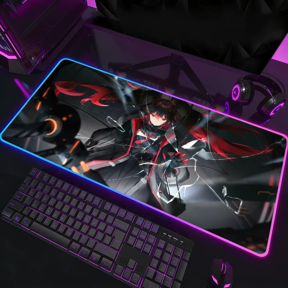 Tappetino per Mouse da Gioco Punishing G-Gray R-Raven, Impermeabile, con Illuminazione RGB LED, Colorato, Antiscivolo, per Tastiera e Scrivania