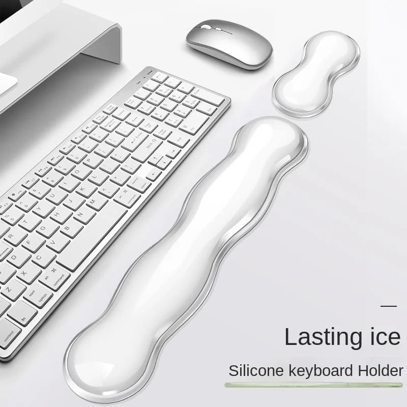 Tappetino per mouse con poggiapolsi, poggiatastiera, console da gioco da tavolo trasparente in silicone antiscivolo, poggiapolsi per mouse
