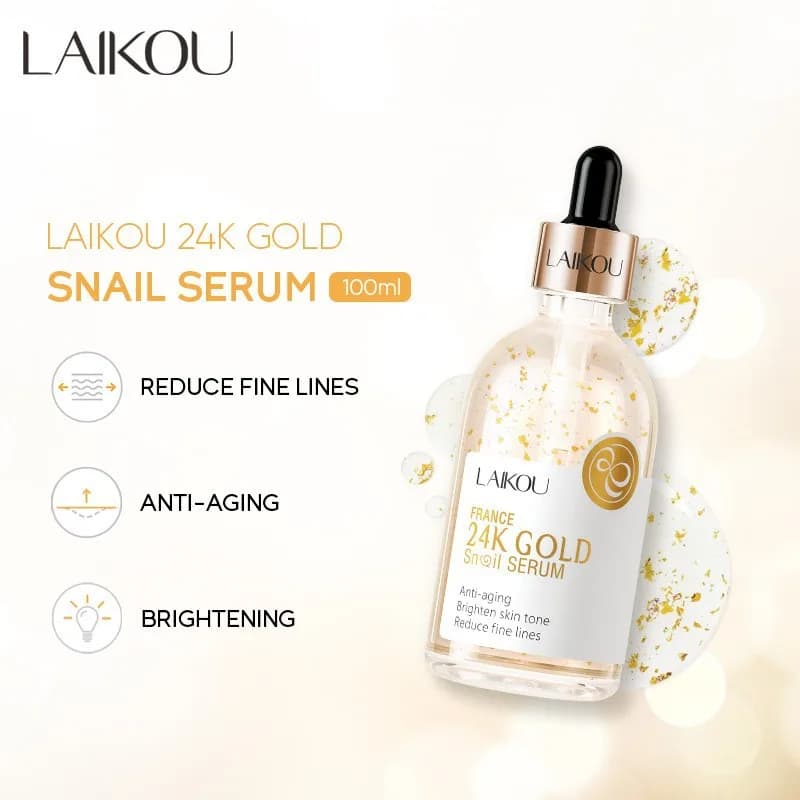 LAIKOU Siero Viso Essence with Vitamin C, Hyaluronic Acid, Collagen, Sakura and Blueberry, Primer Viso, Hydrating for Skin Care 100ML