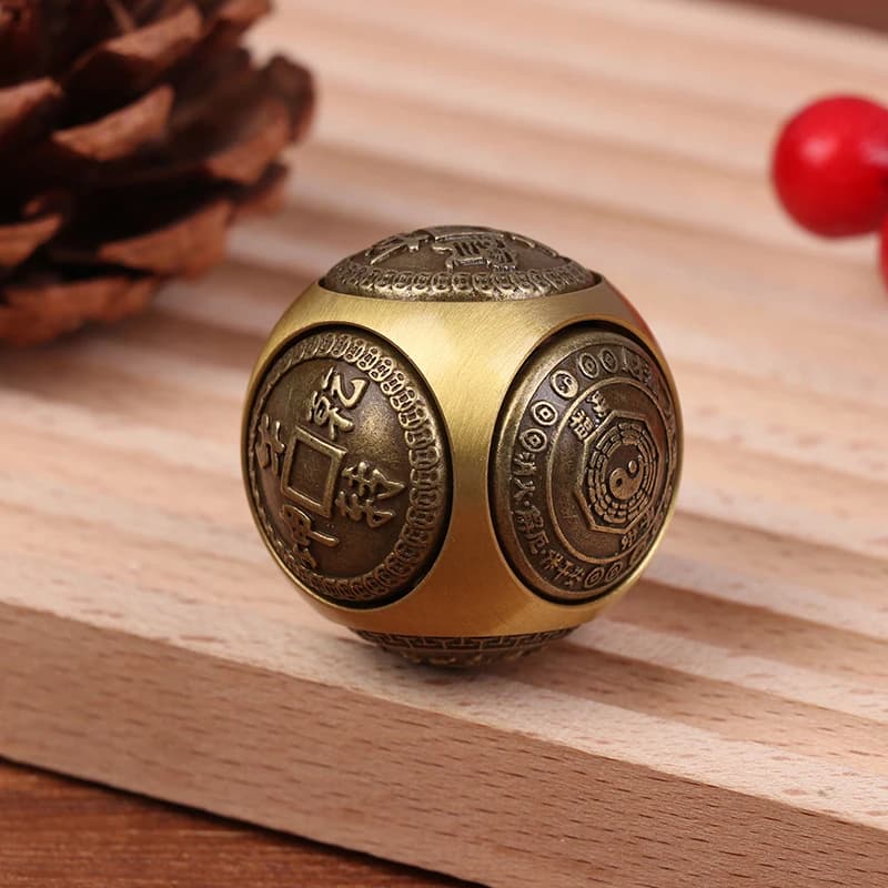 Sei facce Quattro Benedizione Fortuna Soldi Fidget Spinner Ottone Cubo antistress Palla di decompressione Giocattoli Fidget per adulti Artigianato