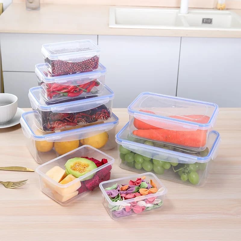Rectangular Airtight Plastic Lunch Box With Lid Microwavable Food Storage Container For Office Worker Meal Prep
