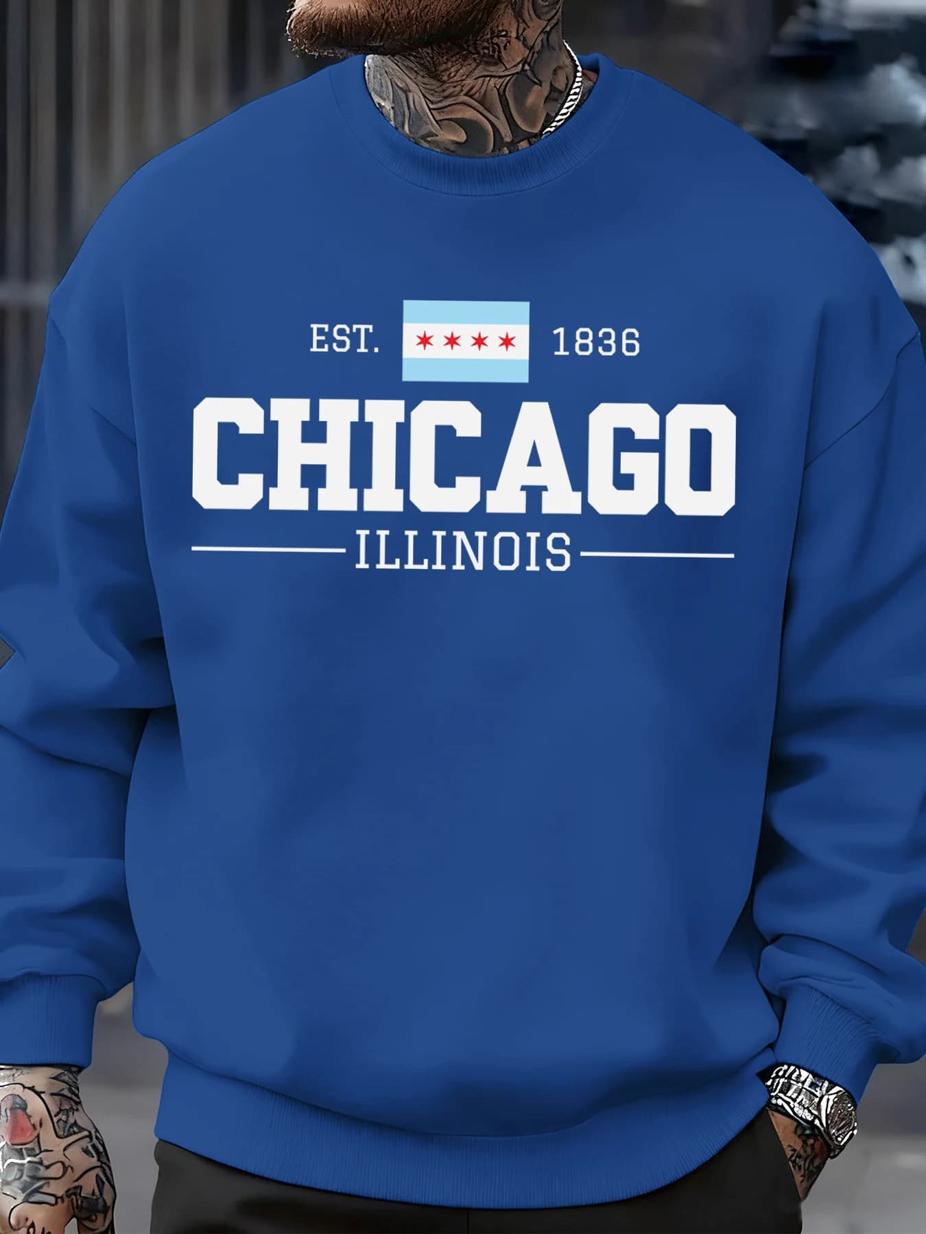 Chicago Illinois Stampato Autunno Uomo Felpa Abiti morbidi Oversize Street Pullover In pile Abbigliamento sportivo Moda Hip Hop Top