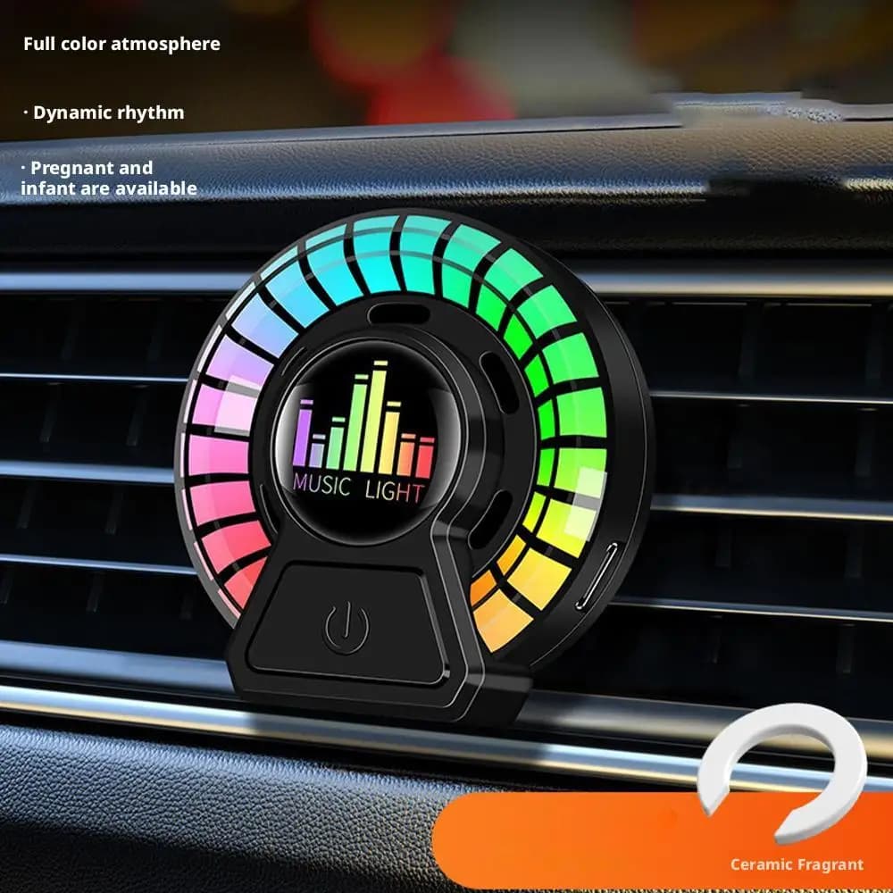 Auto Musica Ritmo Lampada Deodorante per ambienti RGB LED Striscia Luci sonore Ritmo Controllo della luce Voce Atmosfera per auto 2026 Attivazione vocale R4D3