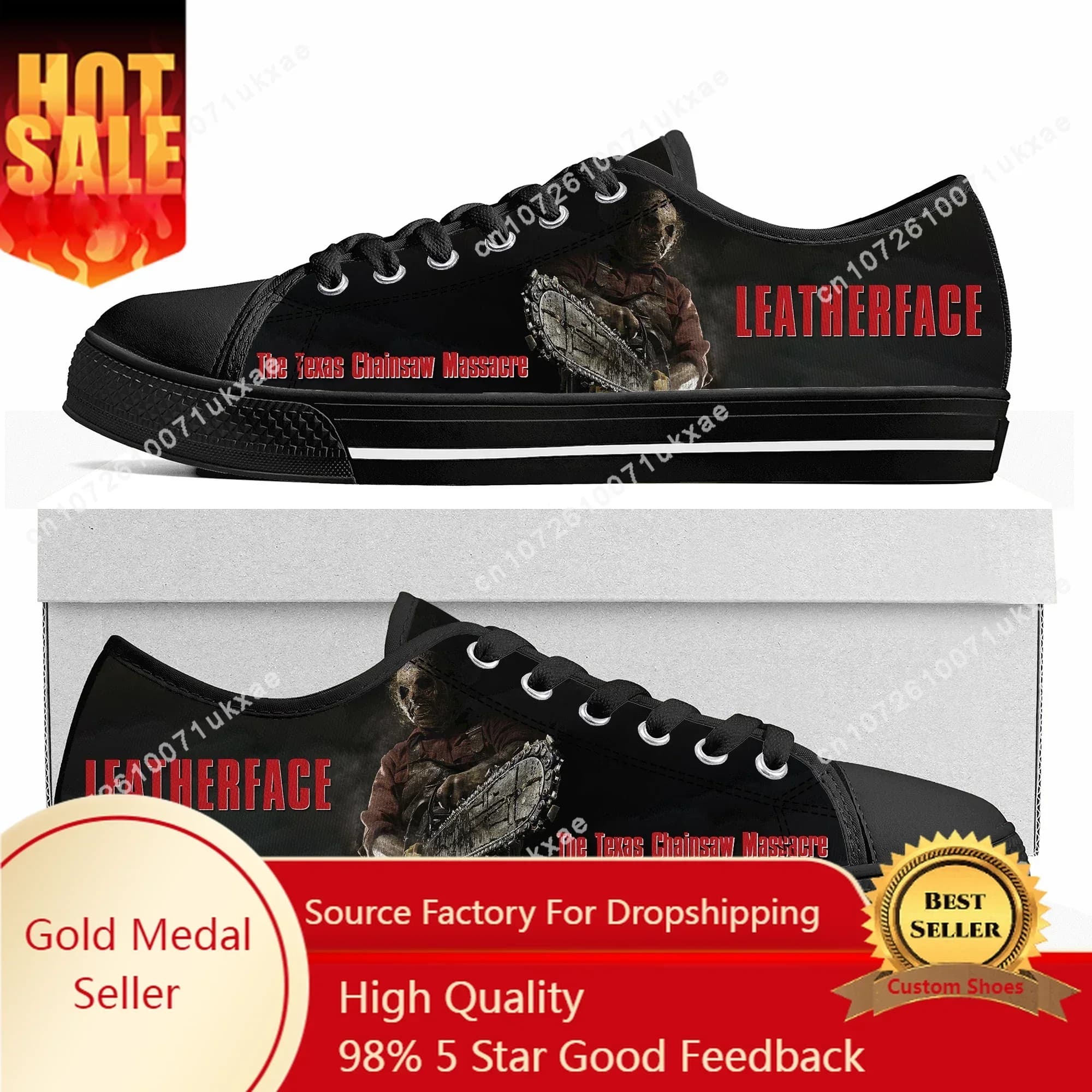Texas Chainsaw Massacre Leatherface Low Top Sneakers Mens Womens Teenager Canvas Sneaker Casual Custom Made Shoes Customize Shoe
