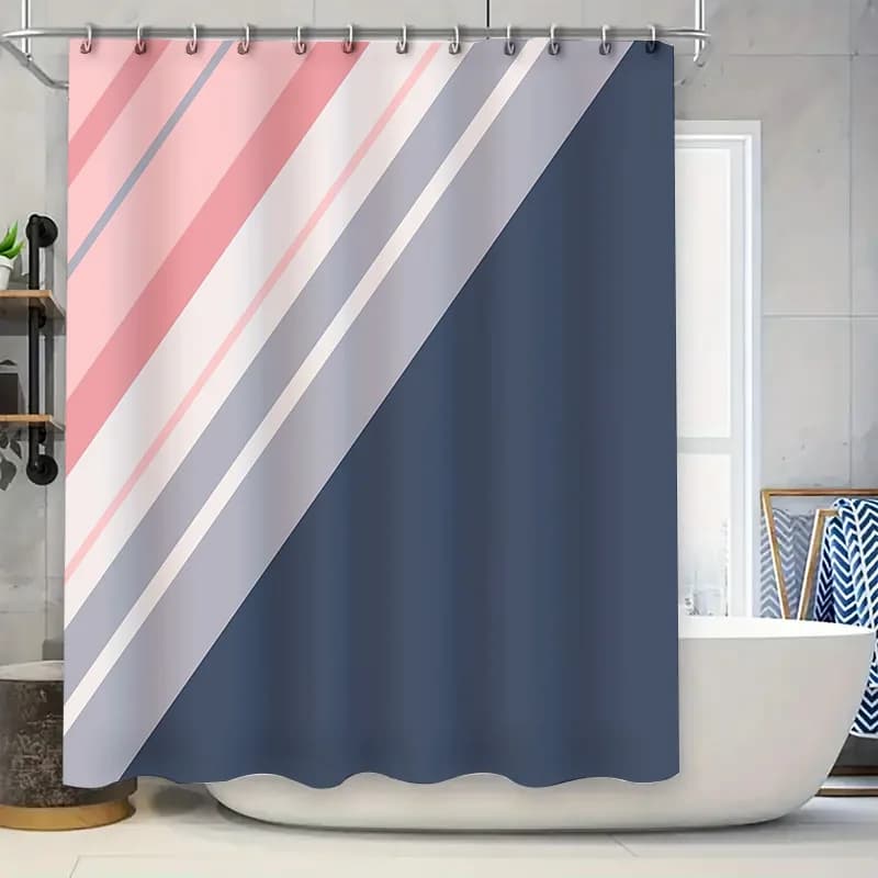 Set di tende da doccia impermeabili con motivo a strisce astratte, decorazioni per il bagno, sfondo moderno in tessuto costiero per fattoria
