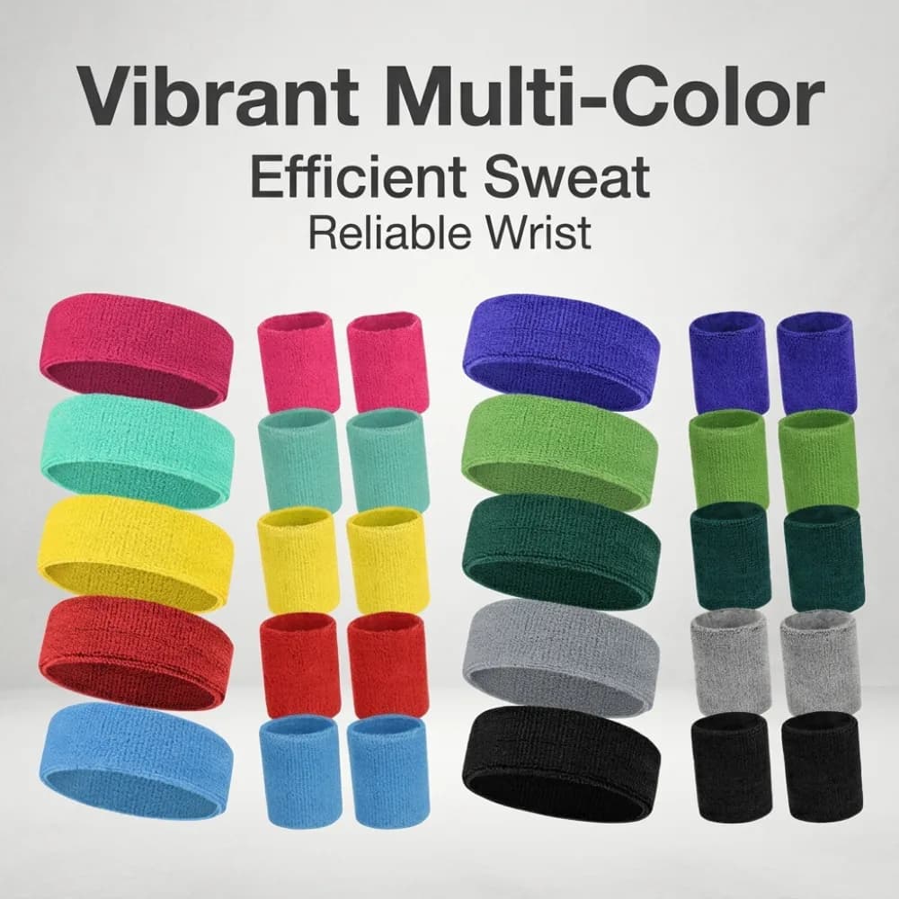 Set di 3 Fascette Elastici Sportive per Assorbire il Sudore, Braccialetti per Uomo e Donna, per Palestra, Corsa, Tennis