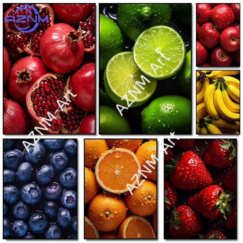 Food Fruit Series Orange Strawberry Apple Kiwi Banana Grape Art Poster Canvas Paintings Wall Art Pictures kitchen Home Decor