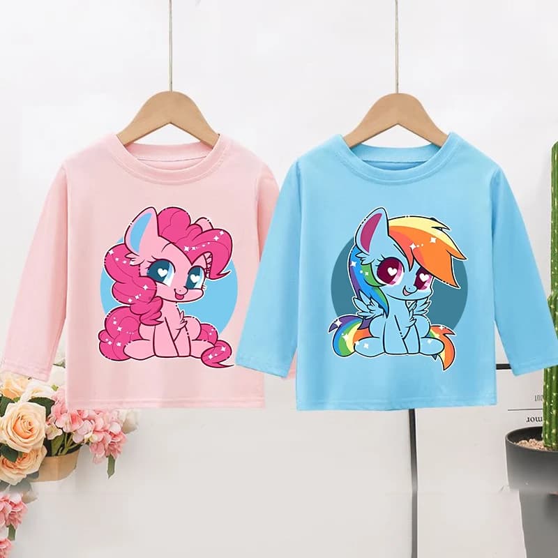 Felpa My Little Pony per Bambini, Maglietta Unicorno Anime, Pullover a Maniche Lunghe per Primavera e Autunno, Abbigliamento per Bambine, Regalo Nuovo