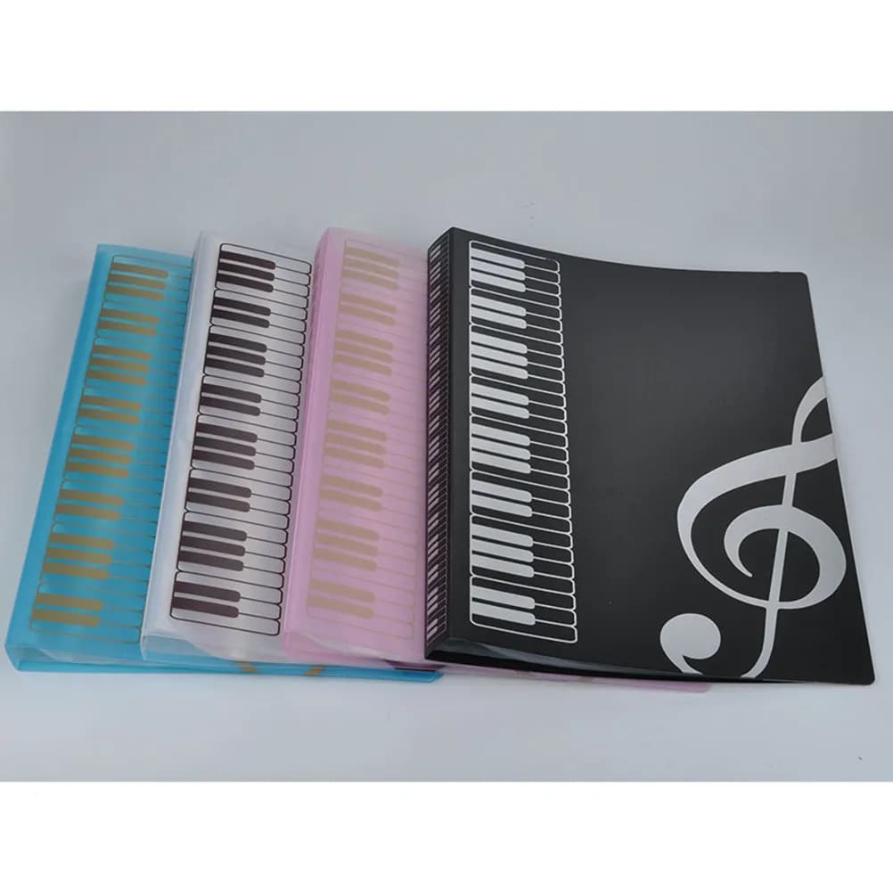 Cartella Porta Documenti per Spartiti Musicali, 40 Tasche, Nera Trasparente, Antiscivolo, Leggera e Portatile per Ufficio, Scuola e Casa