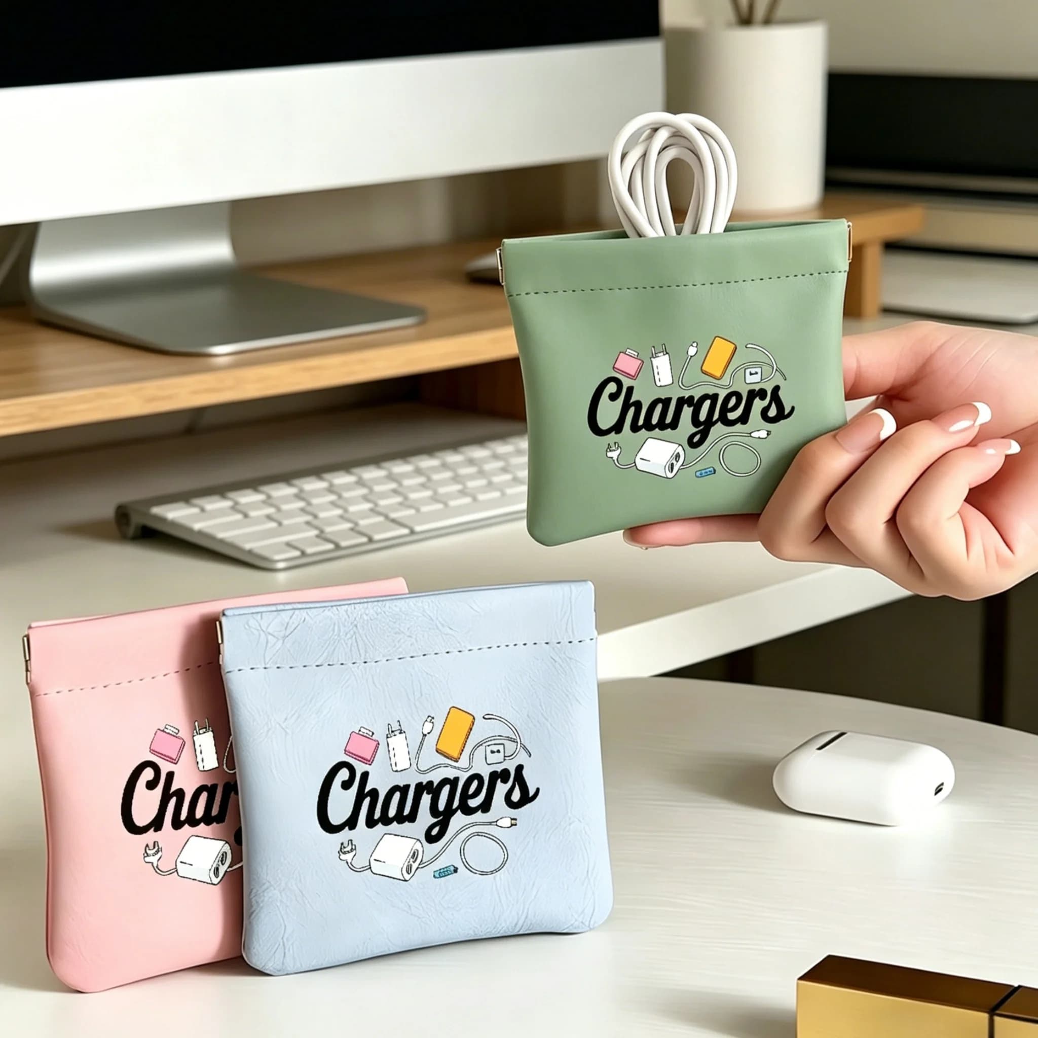 Borsa Portaoggetti Pop-Up Portatile, Astuccio per Cavi e Rossetti, Organizzatore per Piccoli Oggetti, Multifunzionale con Chiusura Automatica