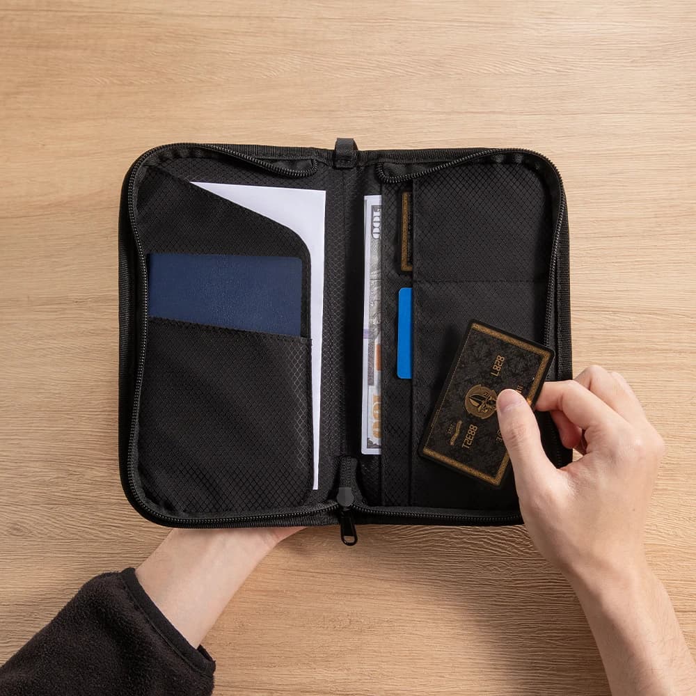 Portadocumenti da Viaggio RFID per Famiglia, Organizzatore Impermeabile per Passaporti, Portafoglio Portatile per Uomo e Donna