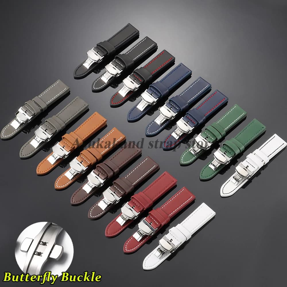 Cinturino per Orologio in Pelle Vintage 18mm 20mm 22mm 24mm per Seiko e Panerai, Bracciale Universale con Fibbia a Farfalla per Uomo e Donna