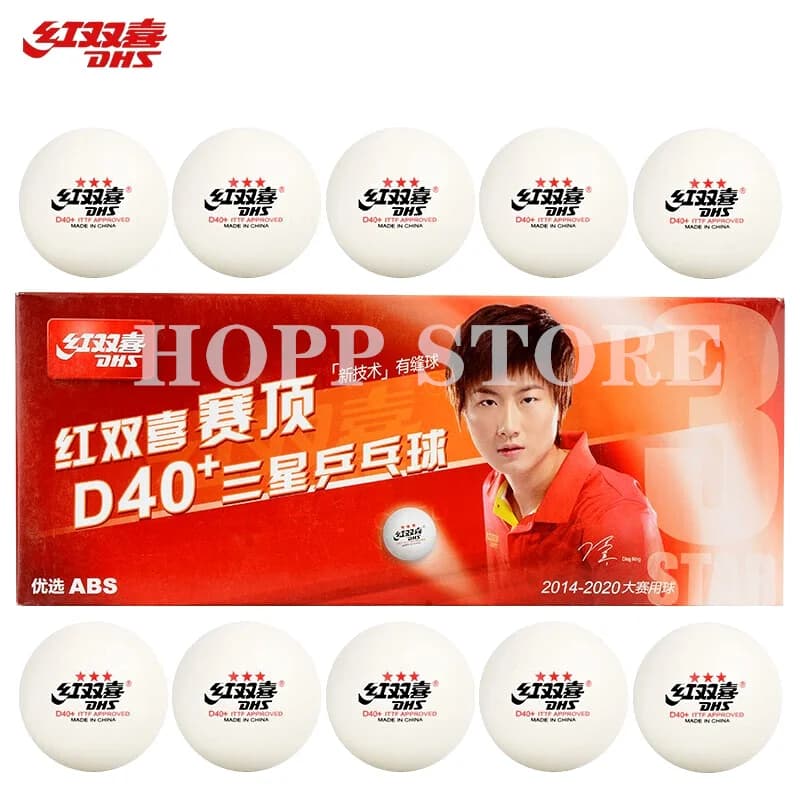 Palline da ping pong DHS 3 stelle D40+ 3 stelle Nuovo materiale Palline in ABS cucite a 3 stelle Palline da ping pong in plastica