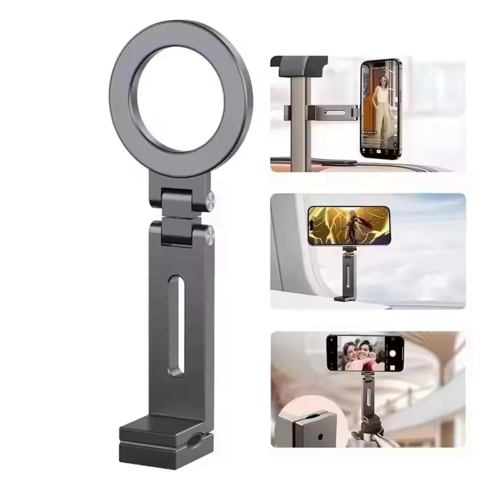Universal Magnetic Phone Holder Travel Essentials Flexible Rotation Hands-Free Airplane Phone Mount Seat Adjustable Phone Stand