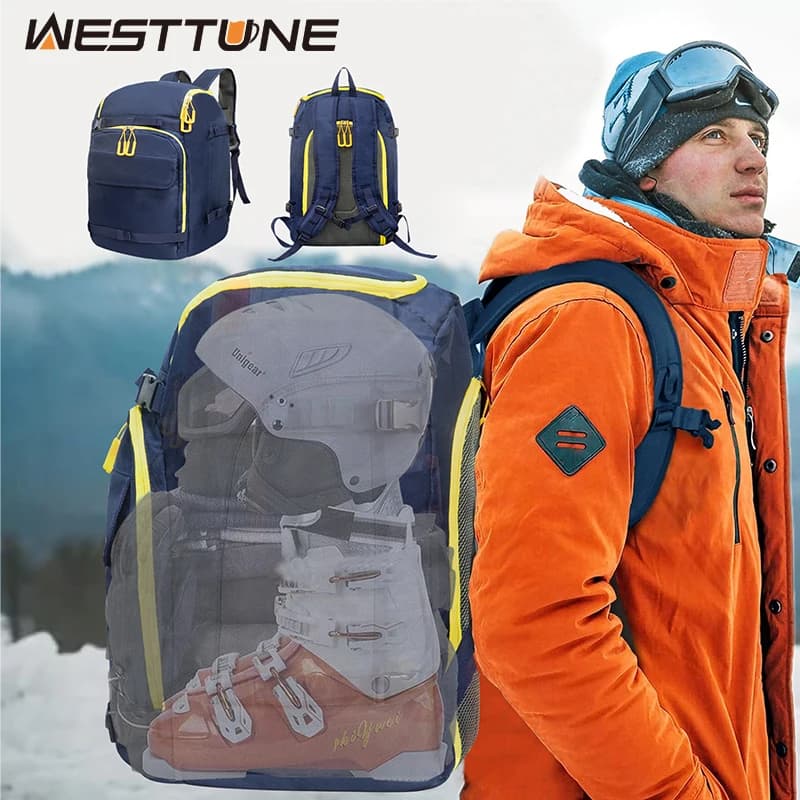 WESTTUNE Borsa per scarponi da sci da esterno da 50 litri Zaino da viaggio di grande capacità per casco da sci Occhiali Guanti Sci Snowboard e accessori