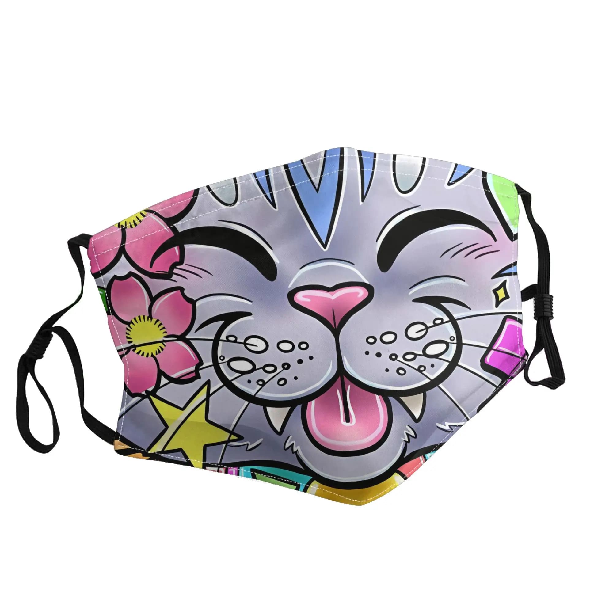 Maschera Kawaii Kitten Cat Face unisex con stampa alla moda per esterni