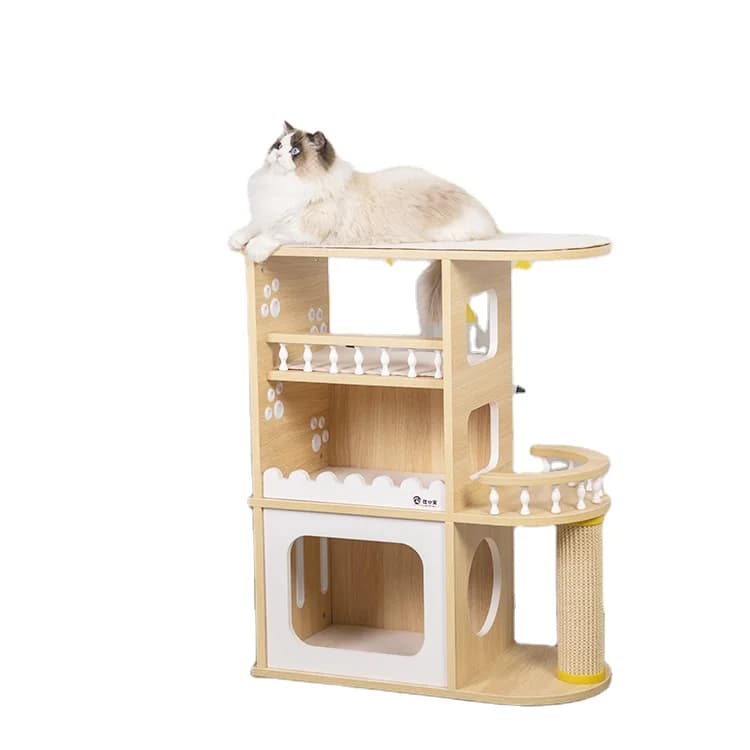 Vendita calda Casa sull'albero per gatti Albero in legno di lusso moderno
