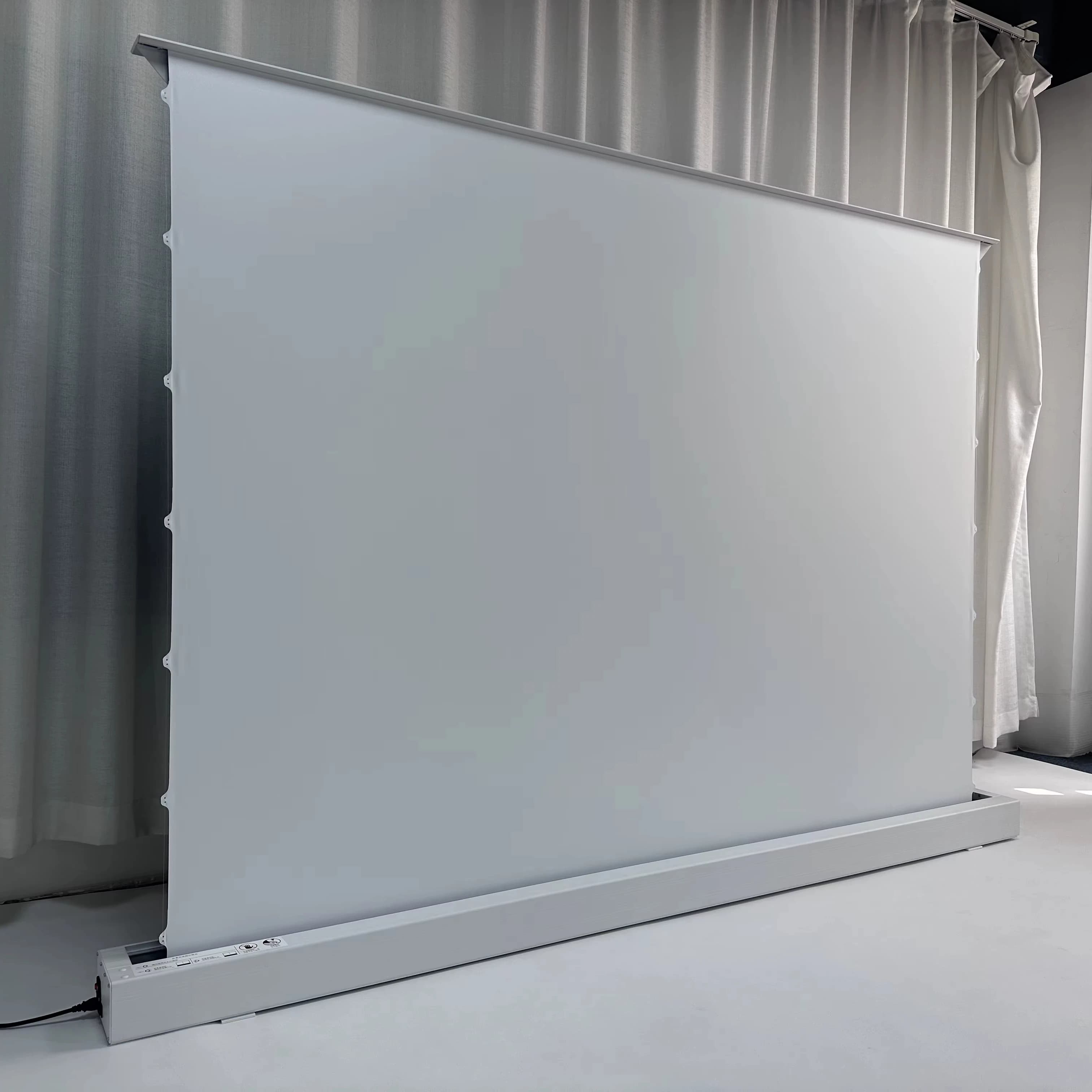 Schermo per proiettore da pavimento in tessuto bianco/grigio opaco morbido in PVC elettrico nelle dimensioni 72 84 92 100 110 120 133 150