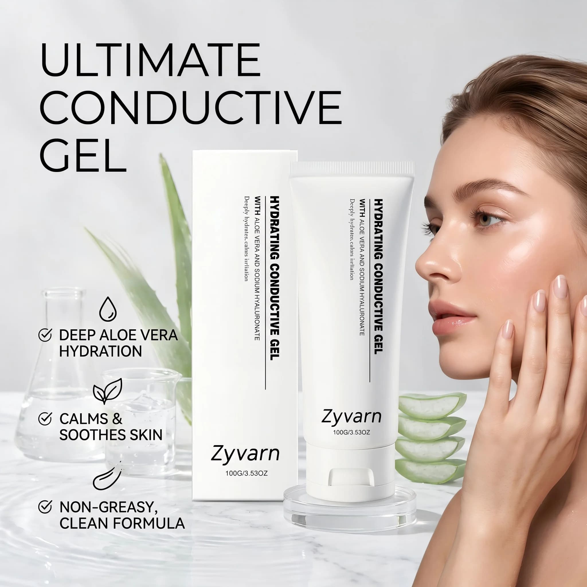 Gel Idratante all'Aloe Vera per Dispositivi di Bellezza, Ammorbidente per la Pelle, Riduce il Rossore, Idrata e Calma, Riduce l'Irritazione
