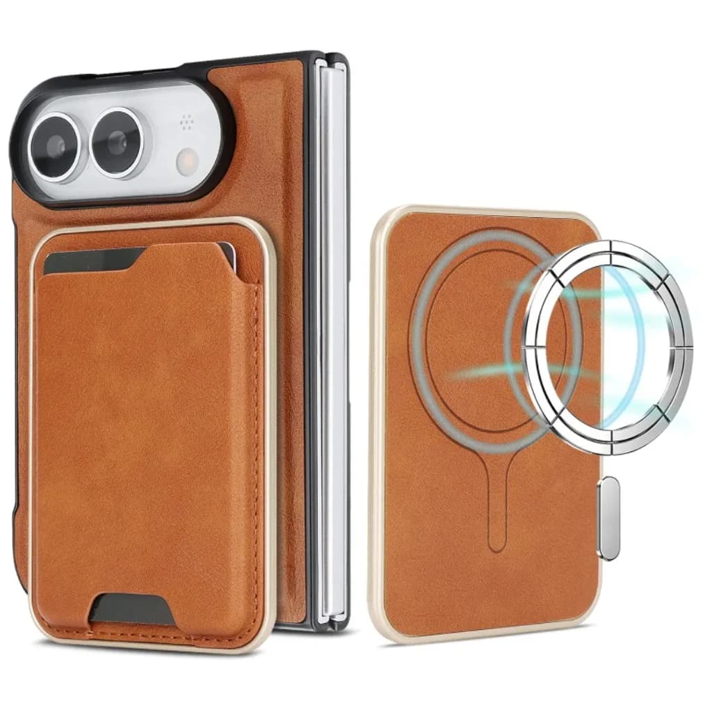 Detachable Leather Wallet with Card Holder Phone Case For Apple iPhone Ultra 18 Fold 2026 For Magsafe Magnetic Phone Cover