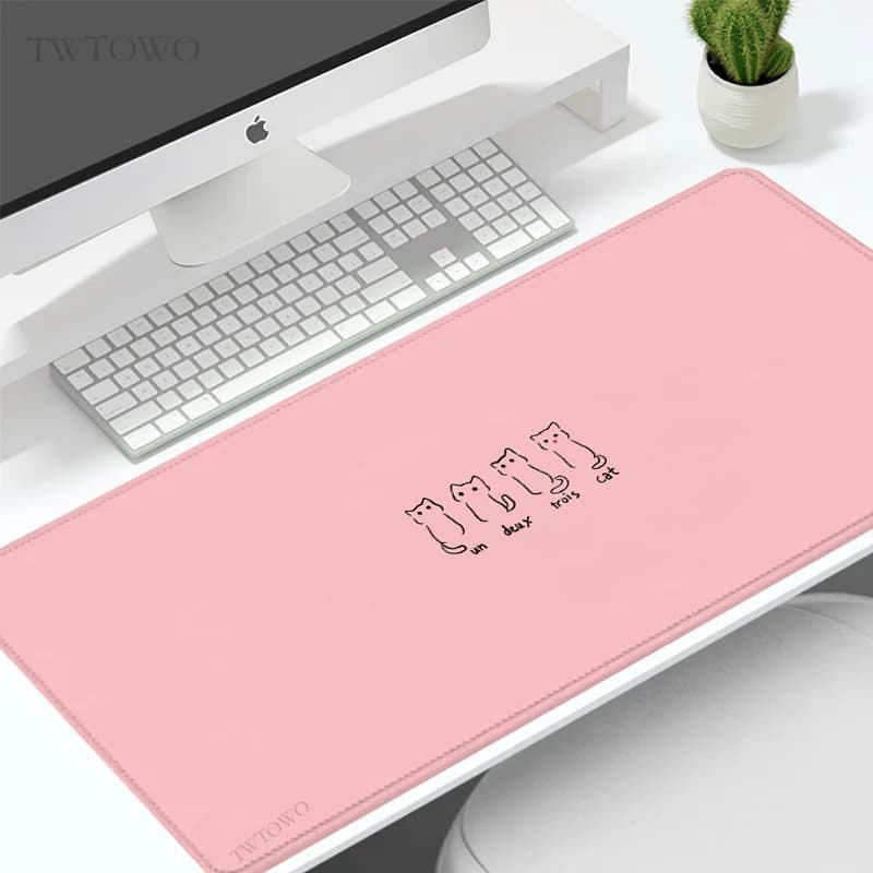 Tappetino per Mouse Gaming Pink Cute Cat XL Large New Mousepad XXL tappetino per tastiera tappetino per Mouse da tavolo in gomma naturale per ufficio morbido antiscivolo