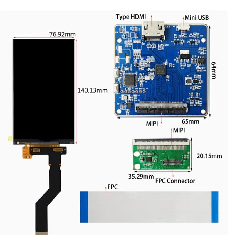 Proiettore VR con schermo LCD da 6 pollici 2K 2560x1440 LS060R1SX02 con scheda driver interfaccia da HDMI a MIPI
