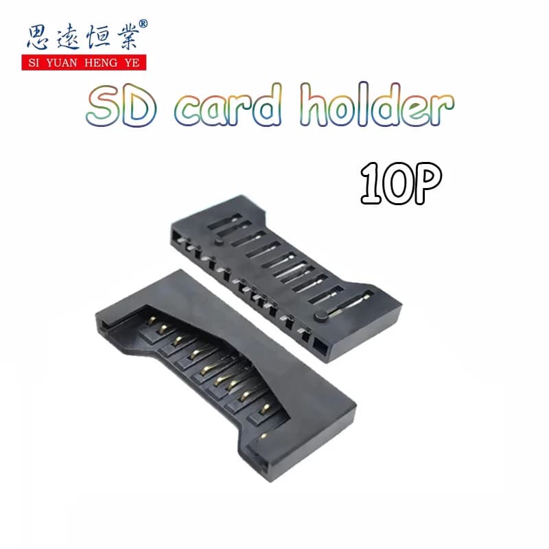 Lettore di schede SD Card holder SMT Patch type semplice all-plastic 10P nero ad alta temperatura SD memory card holder all'ingrosso