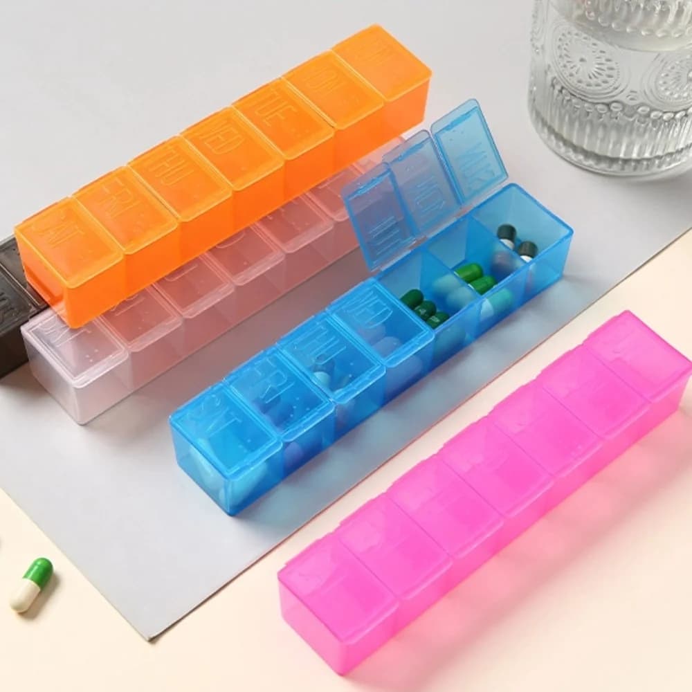 Nuovo Portapillole Settimanale Premium Portatile, Piccolo Organizzatore con 7 Scomparti per Medicinali, Vitamine, Integratori e Oli di Pesce