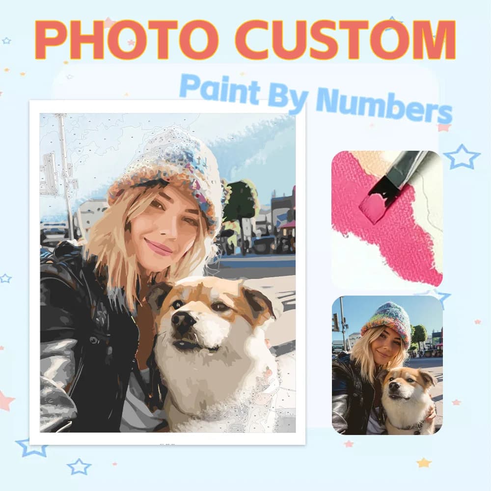 Painting By Numbers Personalised Photo Custom DIY Animals Family DIY Acrylic Paint by numbers On Canvas Home gift