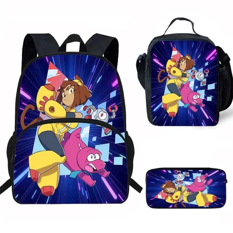 2026 New 3pcs Gameoverse Kids School Set Backpack Lunch Bag Pencil Case Print Cartoon Robot Anime Peripheral Student Gift