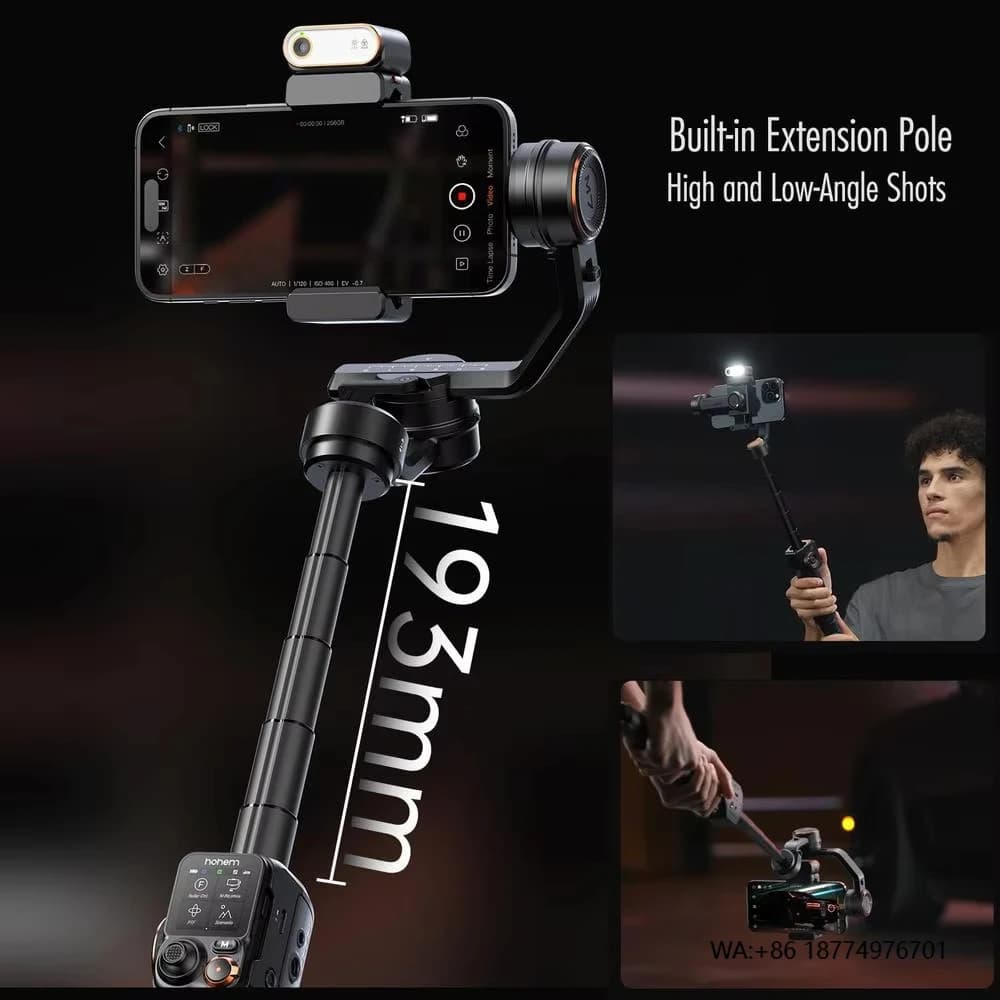 Hohem ISteady M7 Stabilizzatore cardanico per telefono cellulare Supporti anti-vibrazione a 3 assi Bastone selfie allungabile per Vlog dal vivo