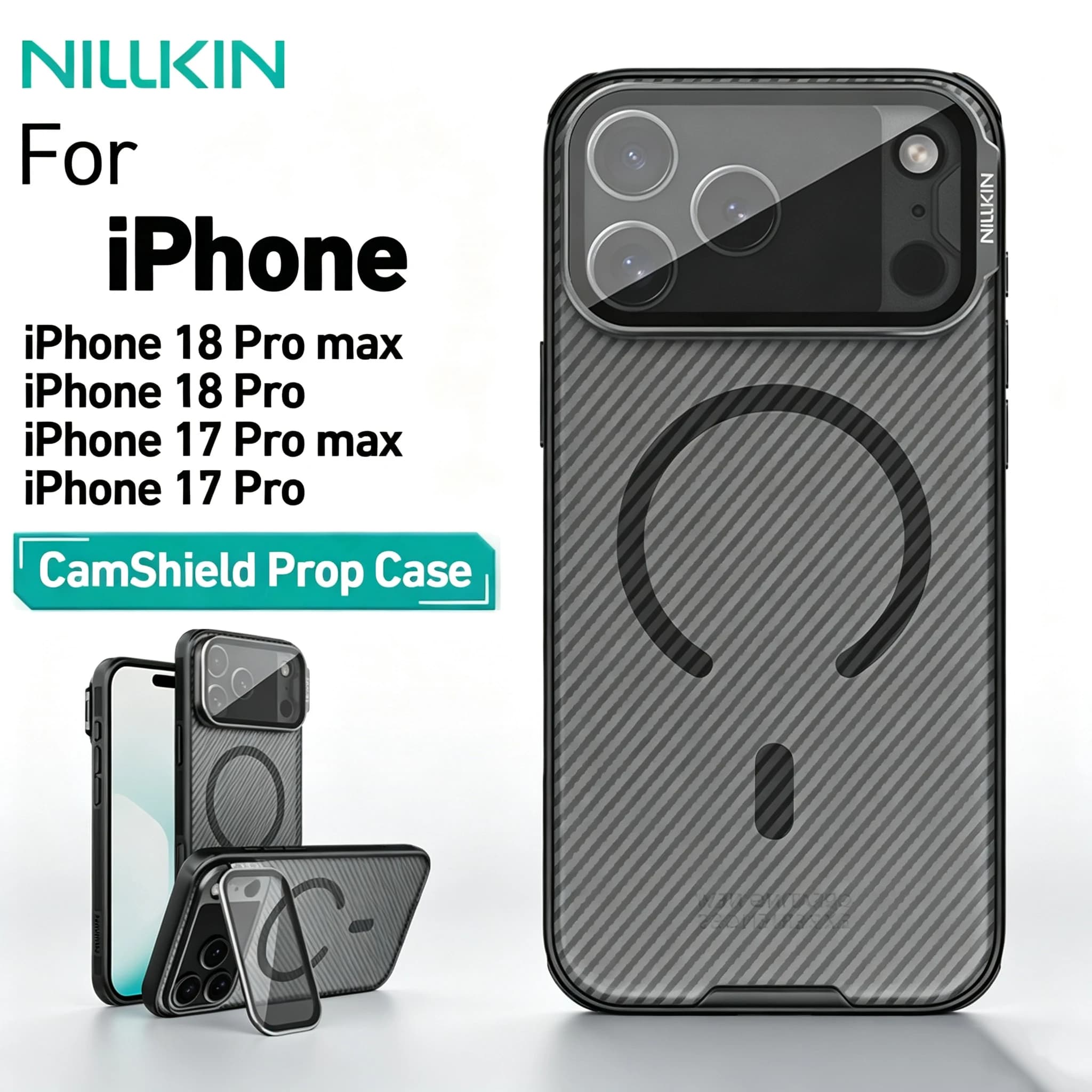 Nillkin For iPhone 18 Pro Max/18 Pro/17 Pro Max/17 Pro CamShield Prop Case For MagSafe Magnetic Kickstand Lens Protect Cover