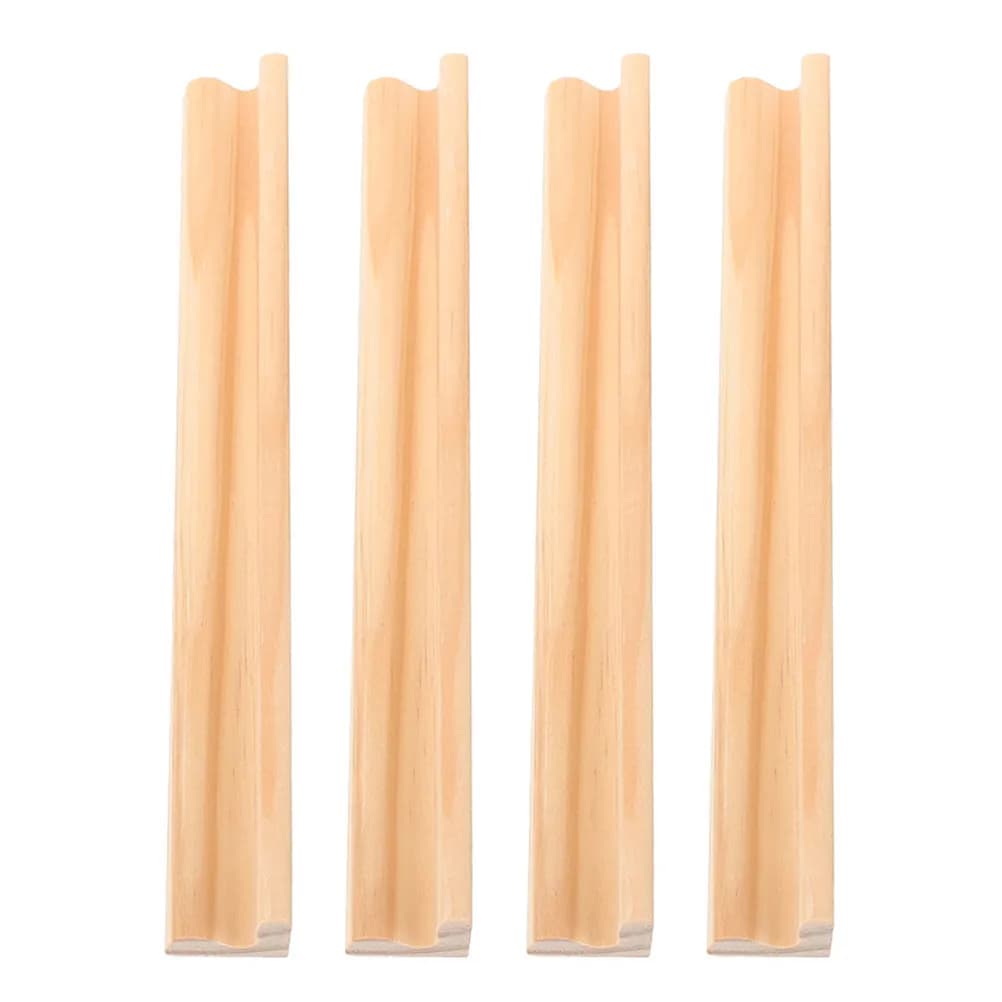 4Pcs Natural Wood Domino Holder Rack Oblique Angle Tray Desktop Display Organizer Game Base Domino Holder Display Trays