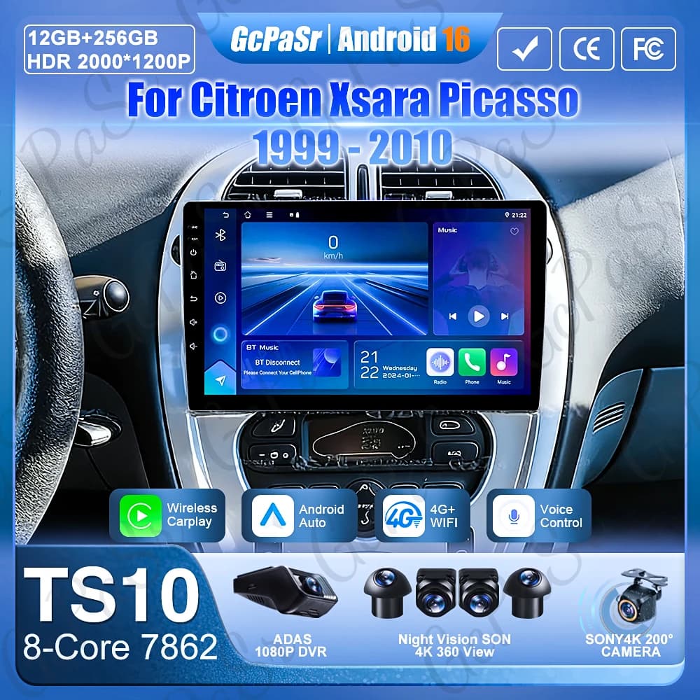 Android 16 per Citroen Xsara Picasso 1999 - 2010, Navigazione GPS, Autoradio, Carplay, DSP, Video, Multimedia Automobilistica 2k