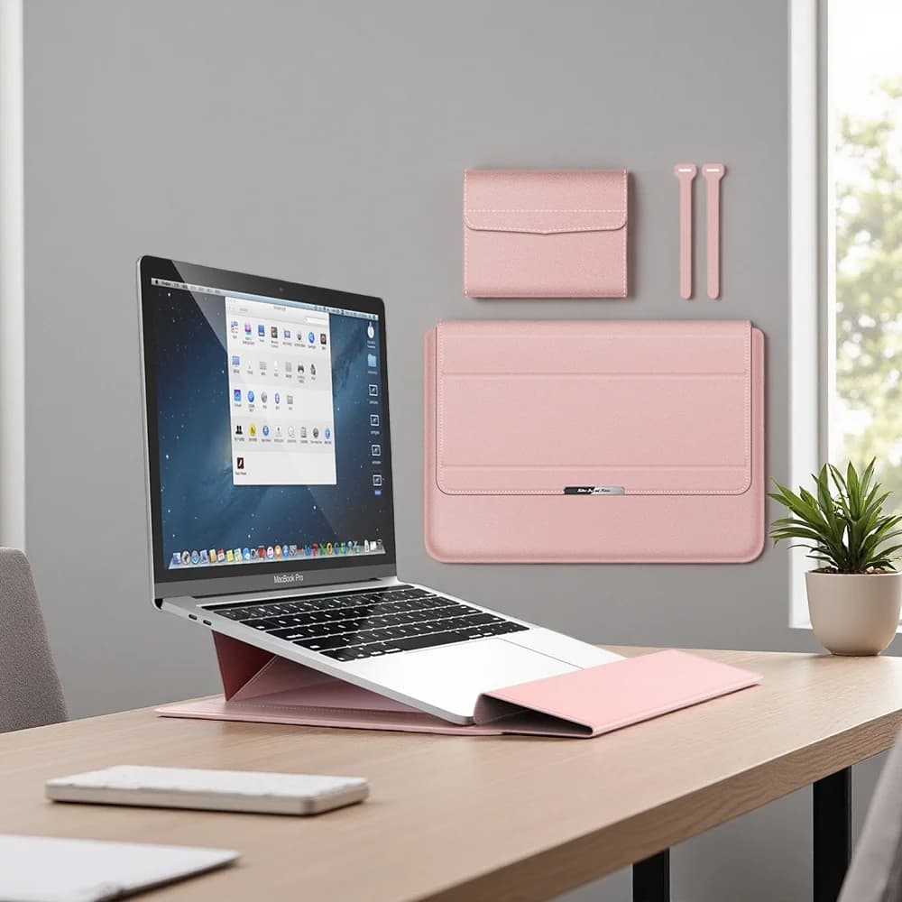 Custodia magnetica 3-in-1 per laptop da 11, 13, 14, 16 pollici, custodia protettiva universale in PU con supporto per MacBook, HP, Lenovo, Huawei, Dell