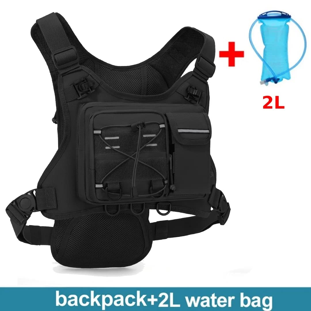 Multi-functional Chest Pack Tactical Vest for Men Hydration Backpack with Gear Holder Running Bag for Marathon Cycling Trekking