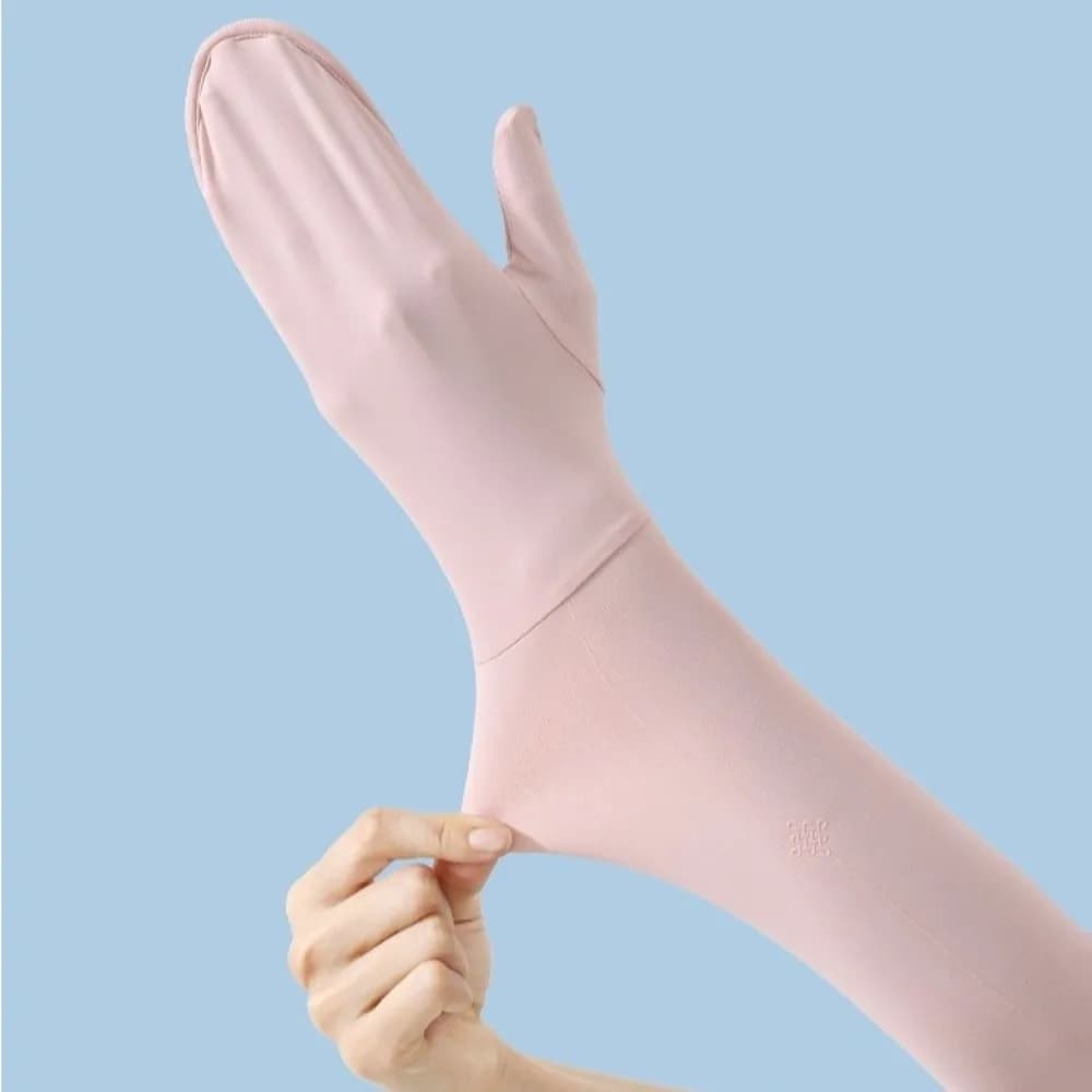 Simple Solid Color Long Sleeve Non-slip Flip Sunscreen Sleeve Gloves Breathable Elastic Summer Arm Cover Women