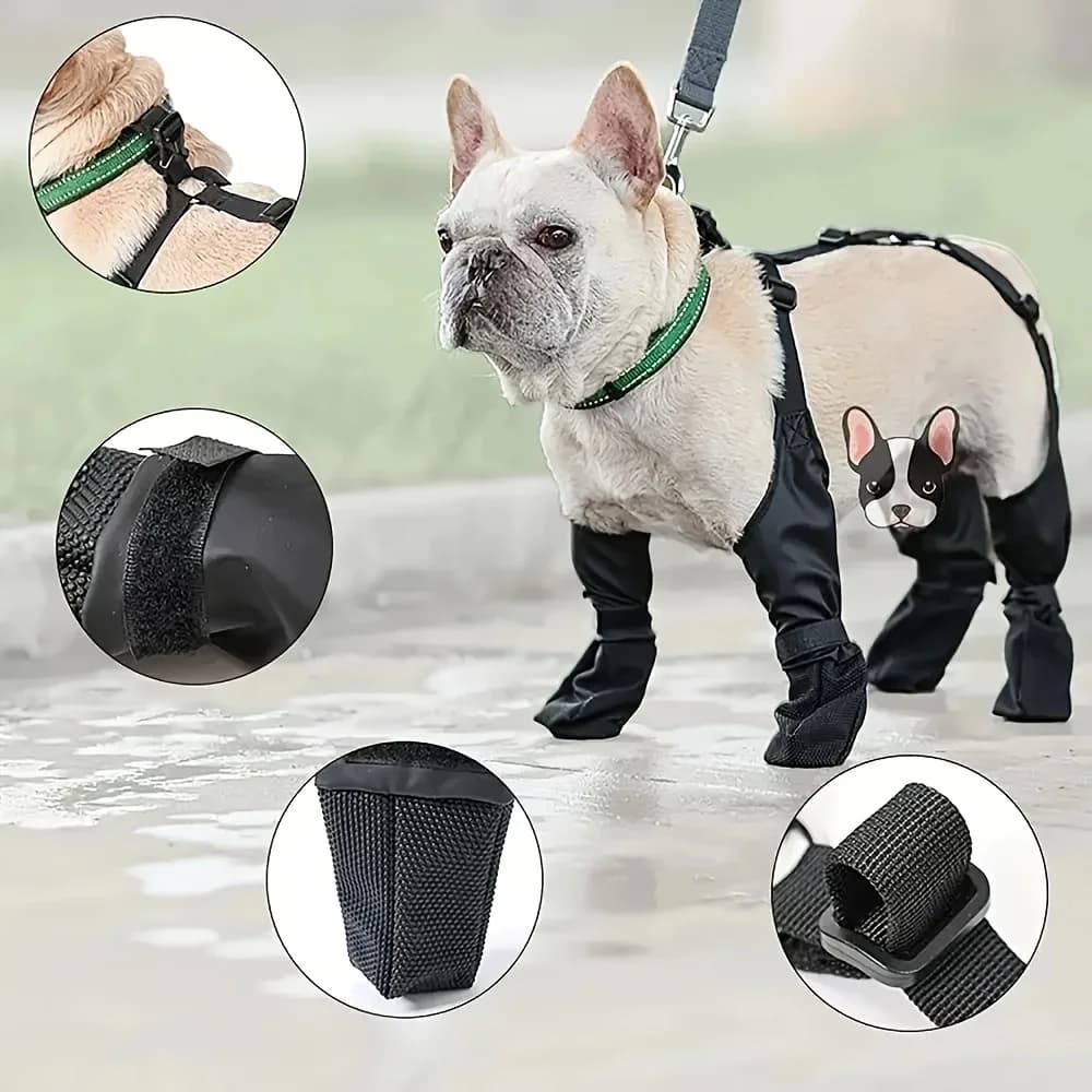 Waterproof dog legs boots for all seasons: durable nylon leggings for medium breeds, protect your legs on wet soil and improve grip
