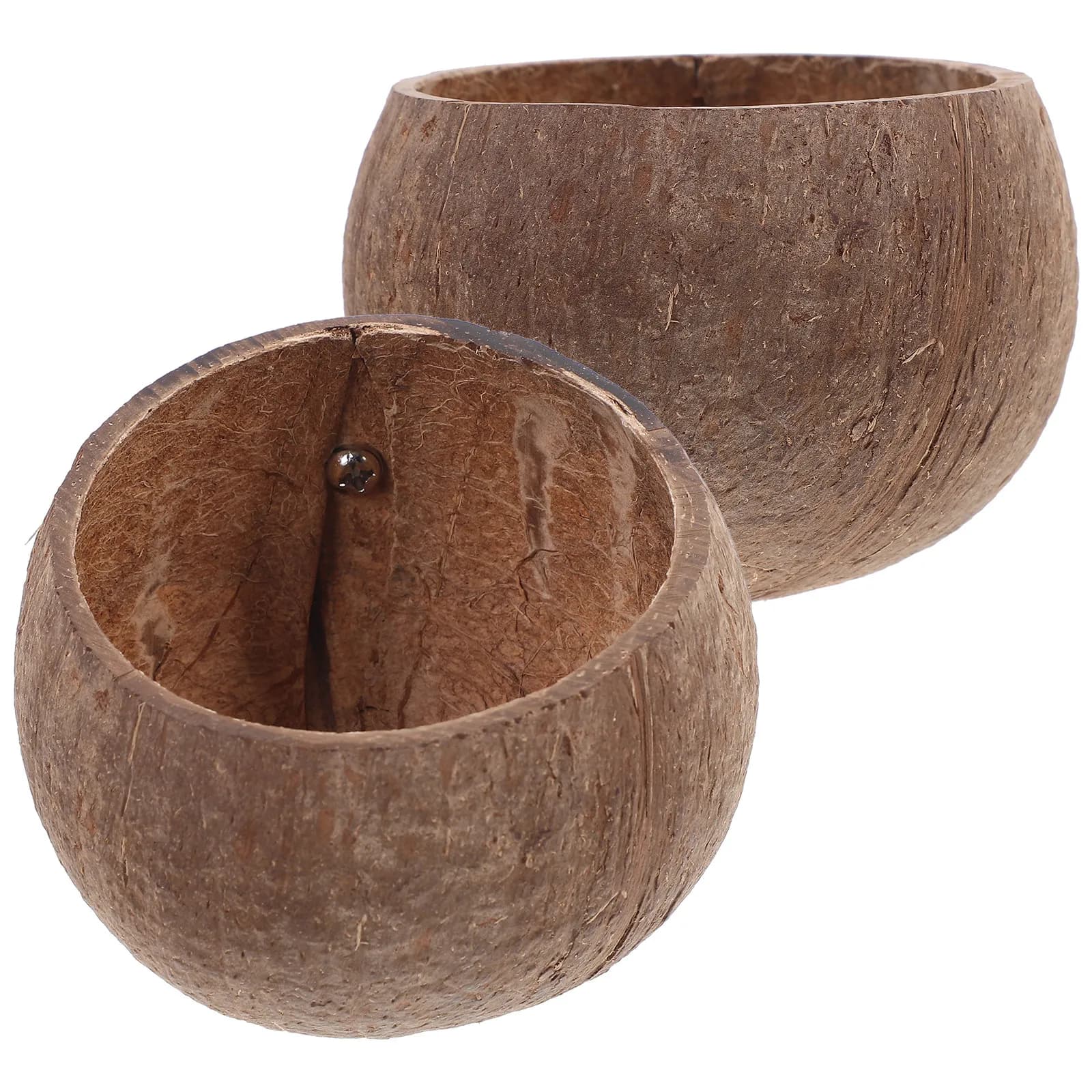 2Pcs Recyclable Coconut Shell Pet Food Bowl for Hamster Ferret Rabbit Squirrel Guinea Pig Sugar Glider Outdoor Indoor Feeder