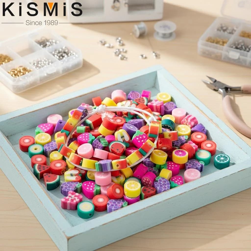 Perline distanziatrici in argilla polimerica colorata da 10 mm, 50 pezzi, per creazione di gioielli, braccialetti fai da te, collane, forniture per artigianato