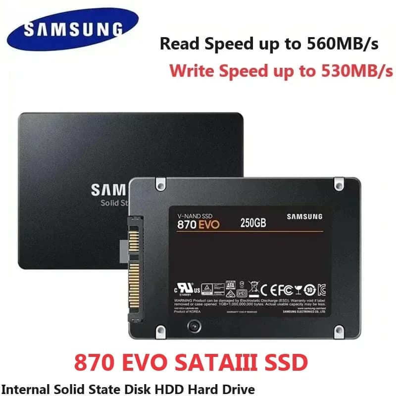 SAMSUNG 870 EVO SSD SATAIII MLC Disco a stato solido interno da 2,5 pollici HDD Unità di archiviazione per laptop, microcomputer, desktop, PS4, PS5