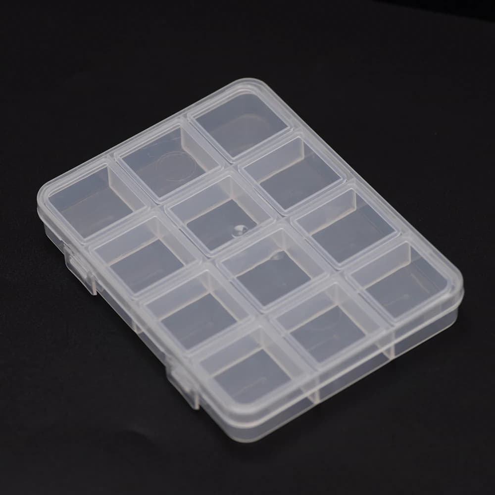 12 griglie punte per unghie finte scatola portaoggetti vuota trasparente contenitore in plastica per unghie finte mantiene i tuoi accessori ordinati e facili da trovare