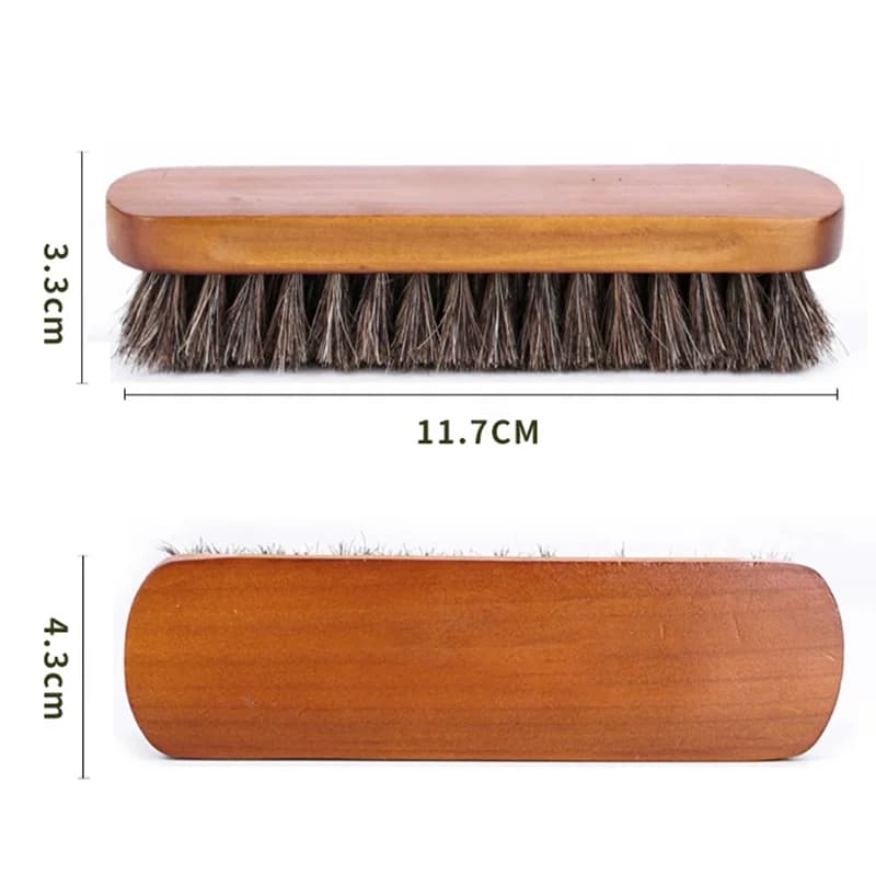 Spazzola in legno con setole di crine di cavallo per la lucidatura e la pulizia del cruscotto, la cura e la pulizia delle scarpe in pelle.