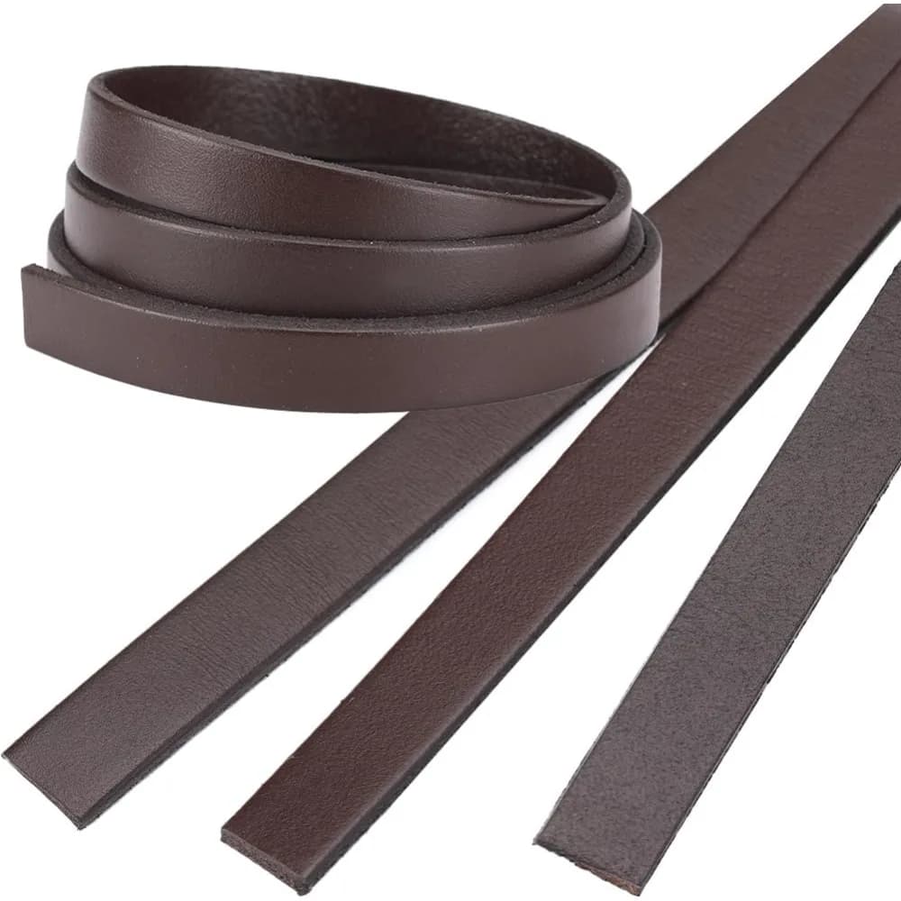3 rotoli di striscia di cuoio genuino, cavo di cuoio piatto largo 10 mm, spessore 2 mm, cinturino in pelle di vacchetta, corda per intrecciare la corda