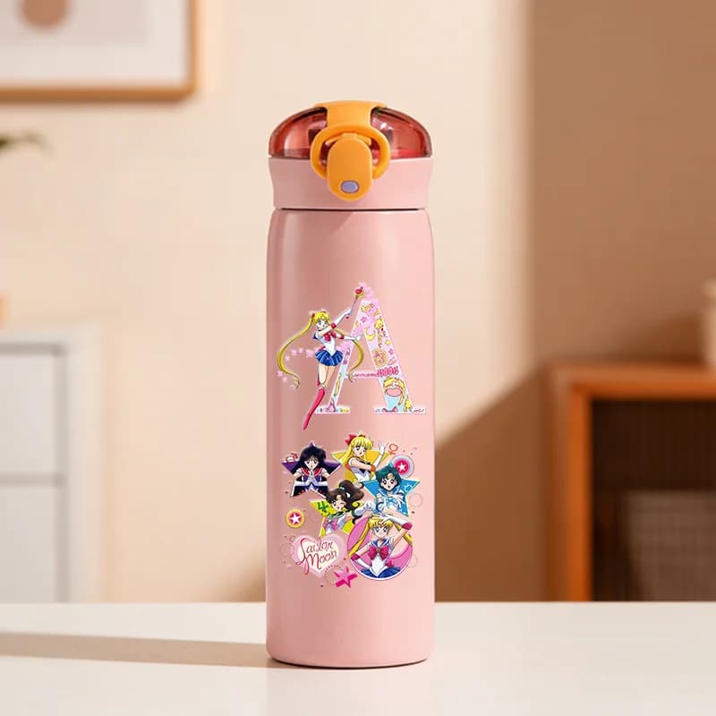 Borraccia Termica Sailor Moon Anime, Tazza Isolante in Acciaio Inossidabile, Bottiglia Portatile per Studenti, Bottiglia per Bere all'Aperto